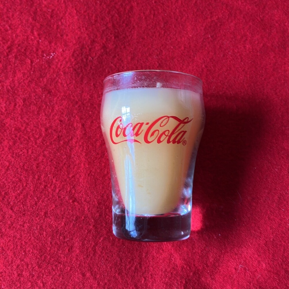Glass Coca-Cola Mini Candle NEW 3” Tall Double Sided Graphic Vintage